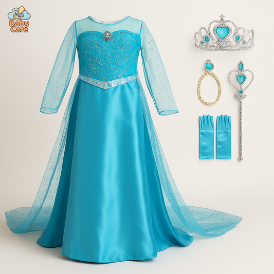 Déguisement reine des neiges robe et accessoires - vue de face