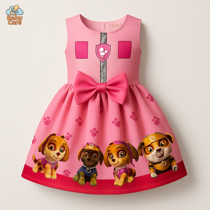 Déguisement robe pat patrouille fille avec cape et masque - vue de face