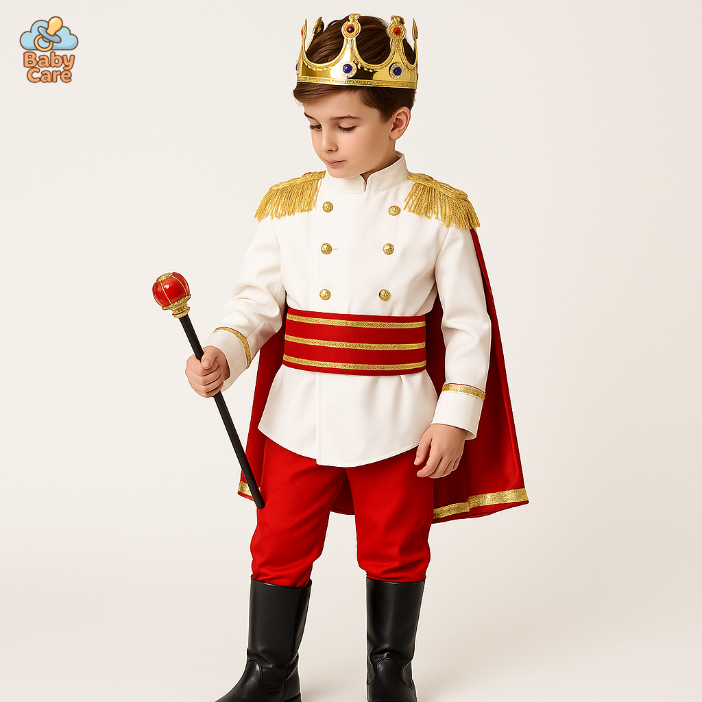 Déguisement roi Enfant Rouge avec Cape - vue de face