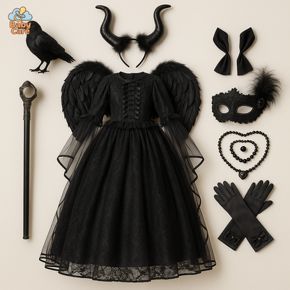 Déguisement sorcière Maléfique Noire Élégante - vue de face