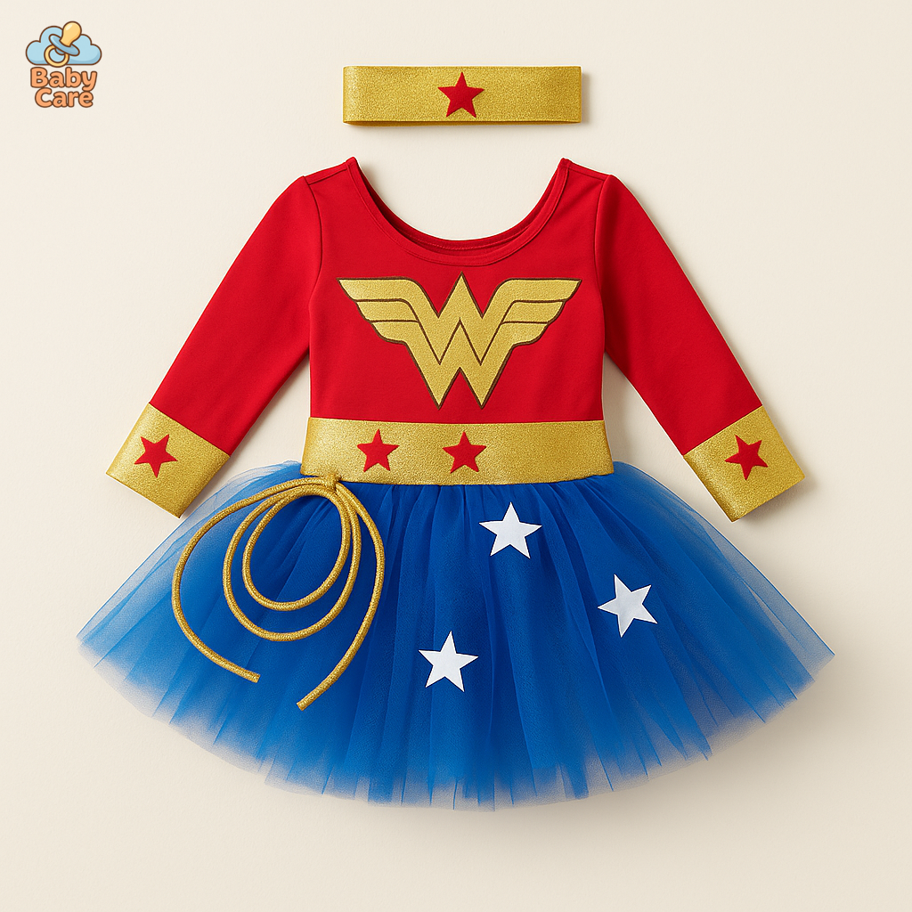 Déguisement super héros fille Wonder Woman carnaval - vue de face