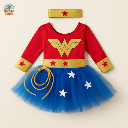 Déguisement super héros fille Wonder Woman carnaval - vue de face