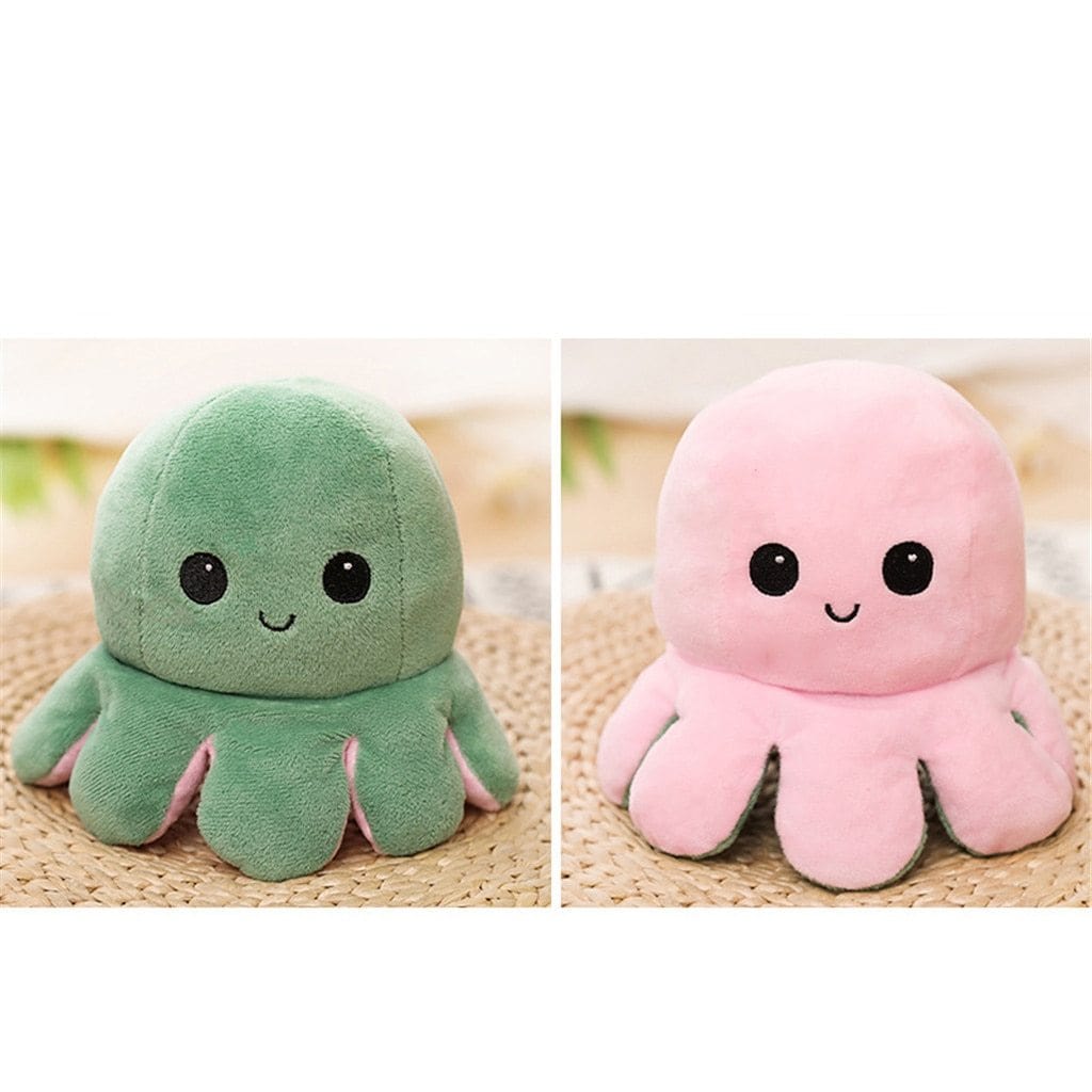 Peluche Poulpe Réversible Deux Couleurs à l'Humeur Changeante