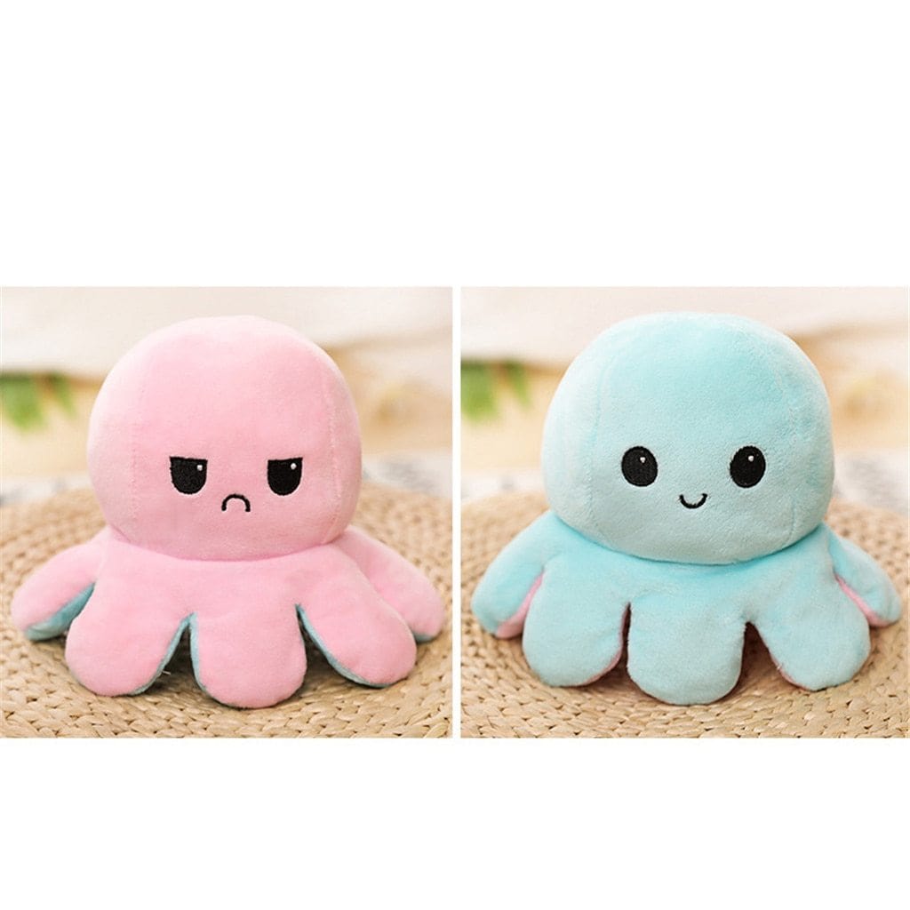 Peluche Poulpe Réversible Deux Couleurs à l'Humeur Changeante