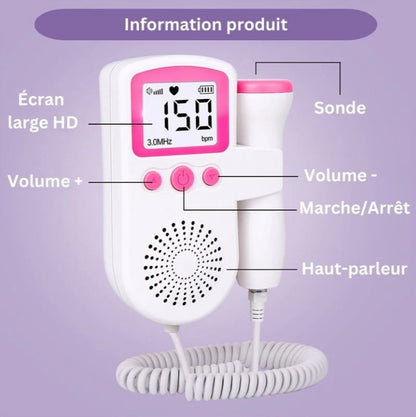 Doppler Fœtal – Appareil portable pour écouter les battements du cœur de bébé