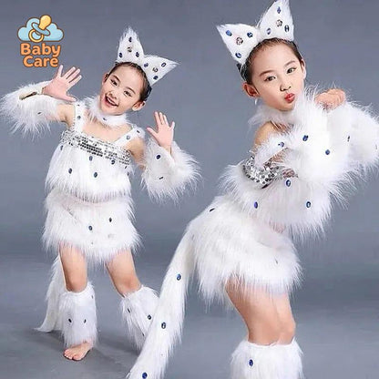 Déguisement Chat Blanc Fille Danse Cosplay