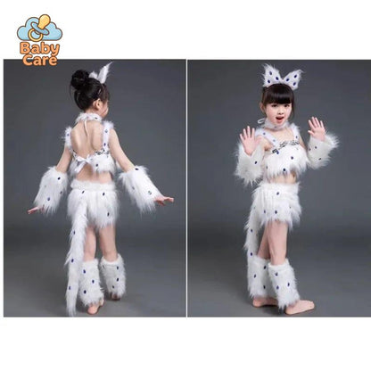 Déguisement Chat Blanc Fille Danse Cosplay