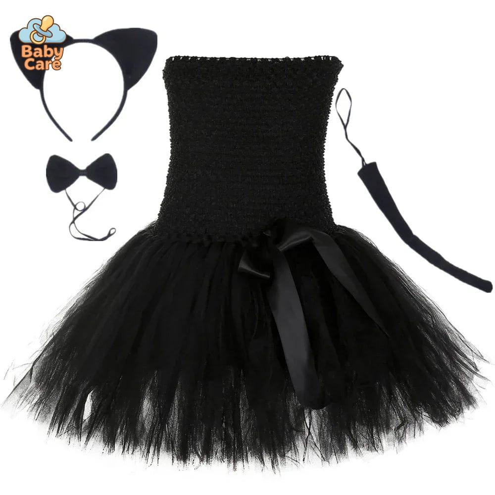 Déguisement Chat Robe Tutu Noir Fille Cosplay
