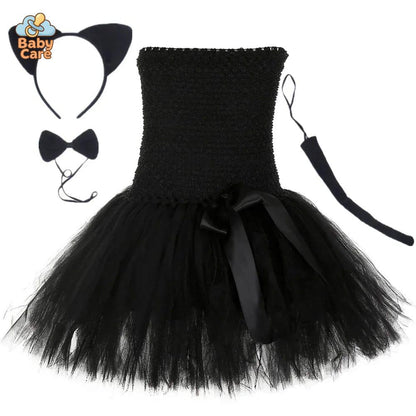 Déguisement Chat Robe Tutu Noir Fille Cosplay