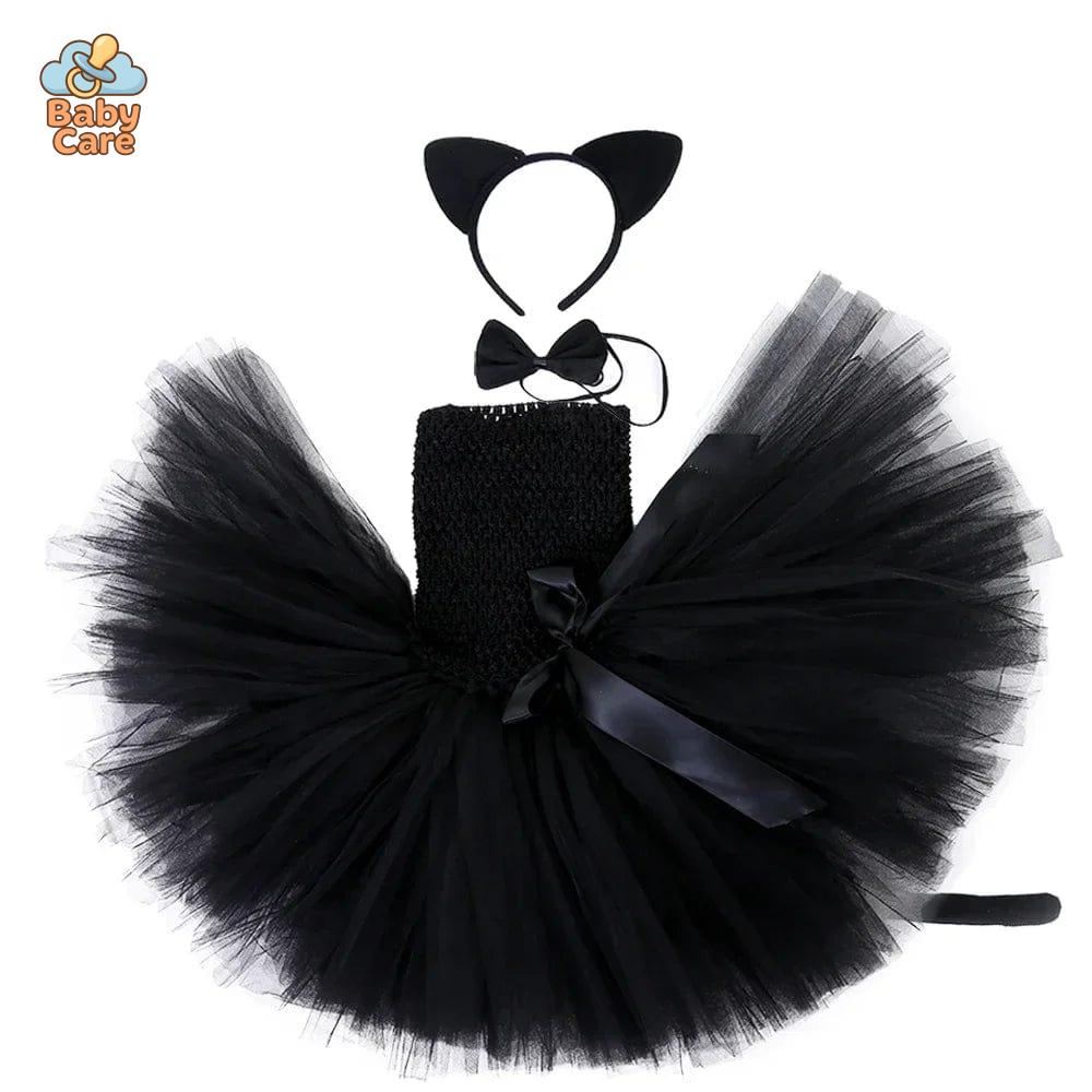 Déguisement Chat Robe Tutu Noir Fille Cosplay