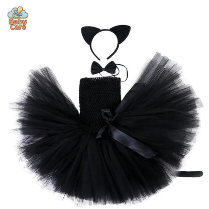 Déguisement Chat Robe Tutu Noir Fille Cosplay