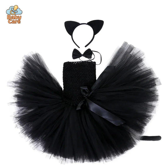Déguisement Chat Robe Tutu Noir Fille Cosplay