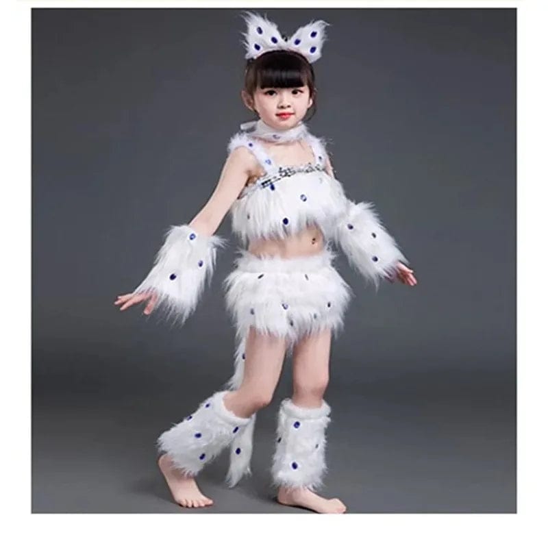 Déguisement Chat Blanc Fille Danse Cosplay