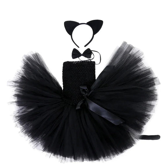 Déguisement Chat Robe Tutu Noir Fille Cosplay