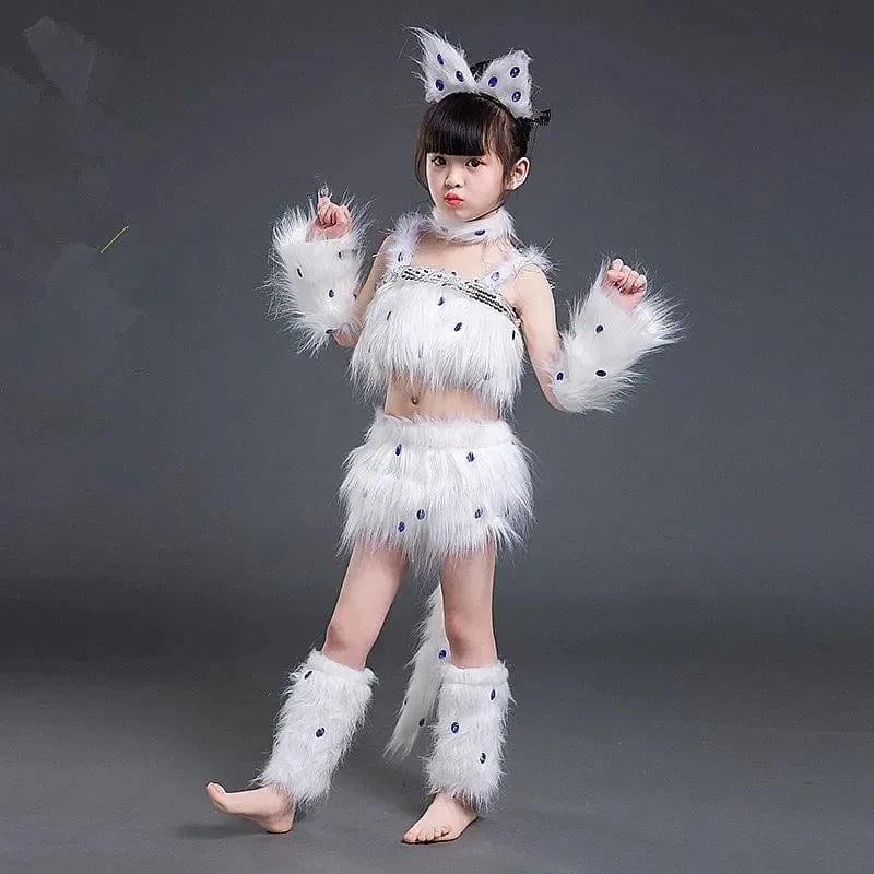 Déguisement Chat Blanc Fille Danse Cosplay