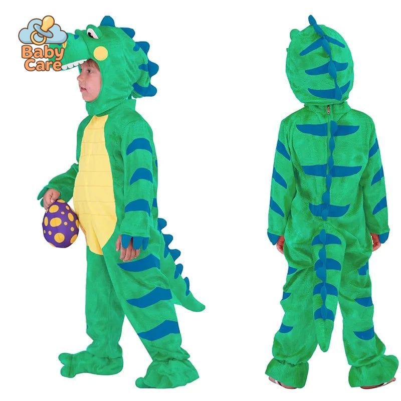 Déguisement Dinosaure Enfant Peluche Vert Orange