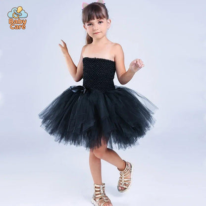 Déguisement Chat Robe Tutu Noir Fille Cosplay