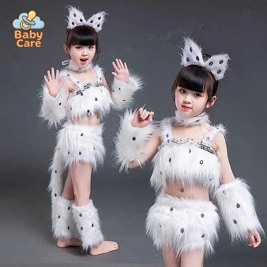 Déguisement Chat Blanc Fille Danse Cosplay