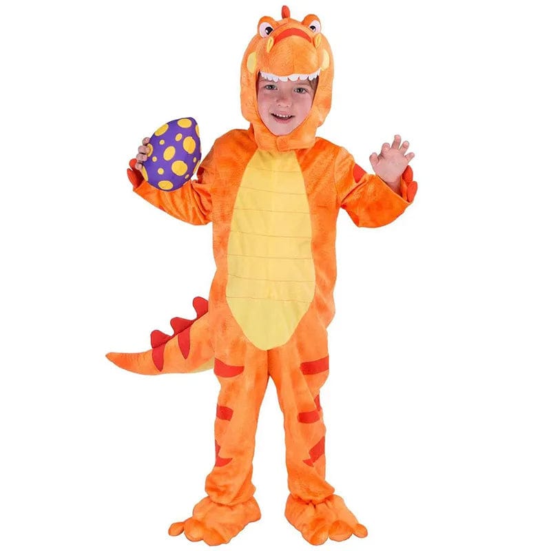 Déguisement Dinosaure Enfant Peluche Vert Orange