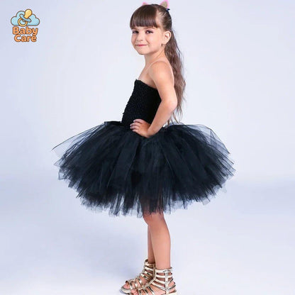 Déguisement Chat Robe Tutu Noir Fille Cosplay