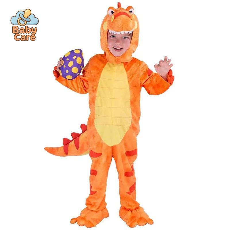 Déguisement Dinosaure Enfant Peluche Vert Orange