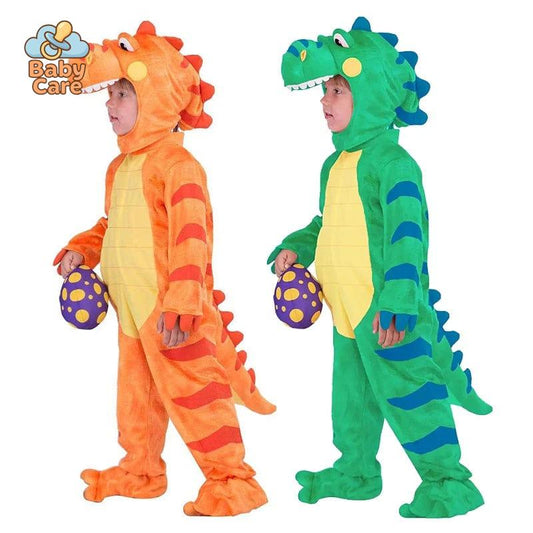 Déguisement Dinosaure Enfant Peluche Vert Orange