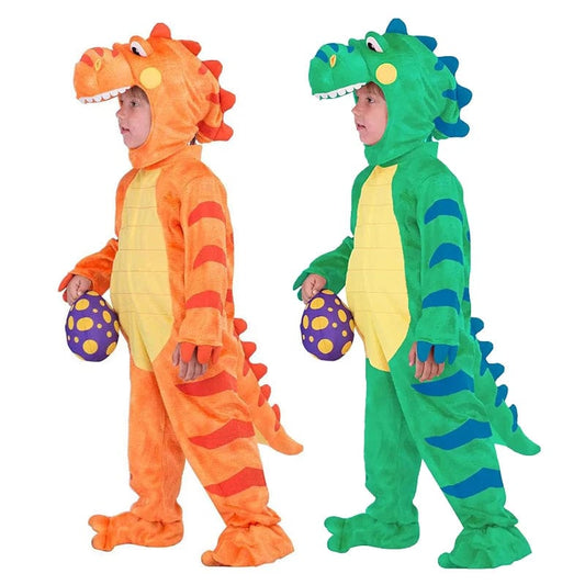 Déguisement Dinosaure Enfant Peluche Vert Orange