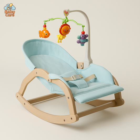 ECOWOOD - Balancelle Bébé Pliable en Bois |  Baby Care - vue de face