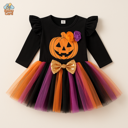 Ensemble déguisement citrouille bébé fille - vue de face