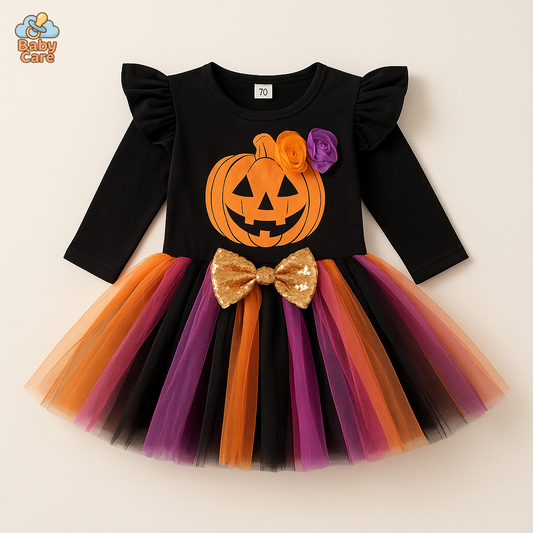 Ensemble déguisement citrouille bébé fille - vue de face
