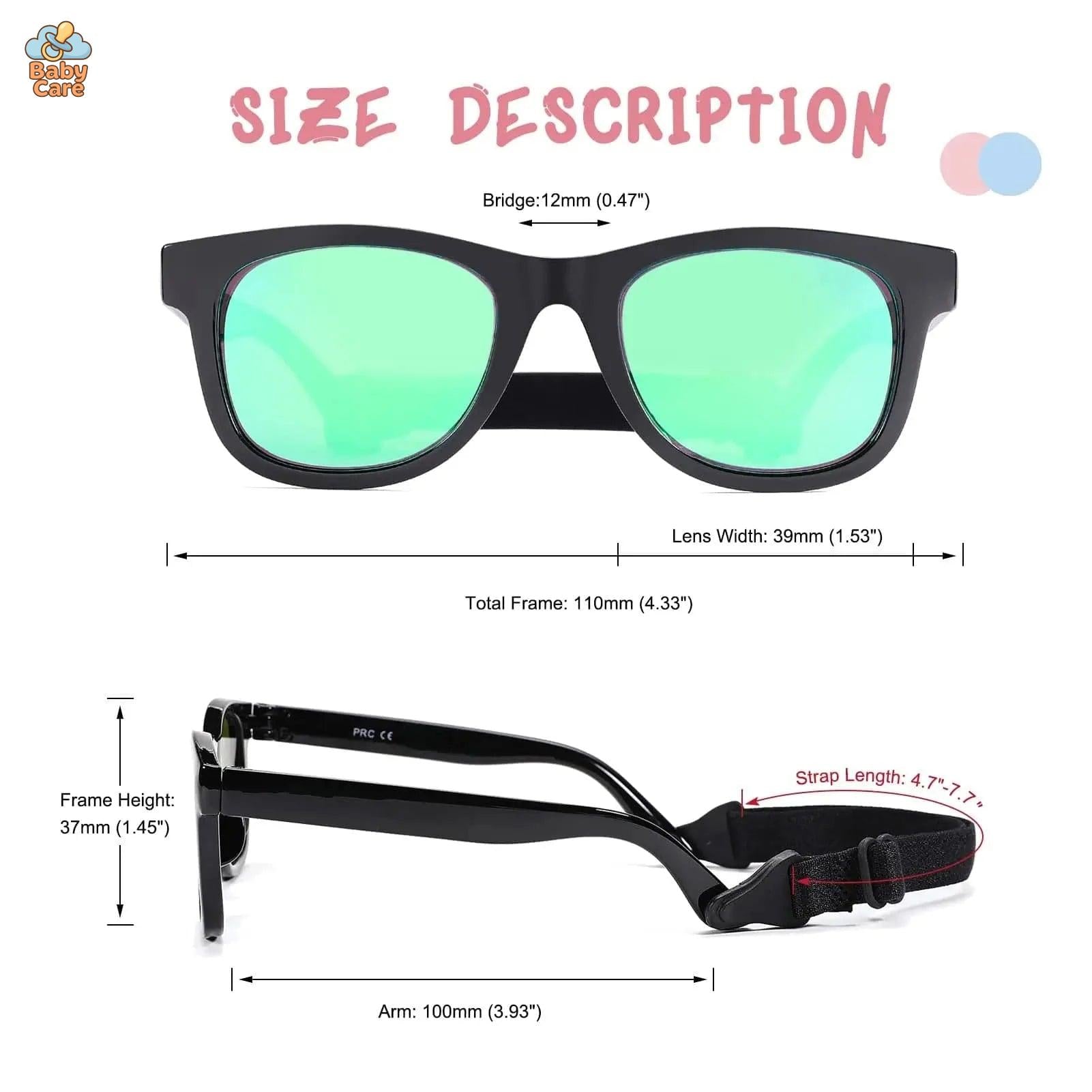 Lunettes de soleil bébé polarisées flexibles avec sangle