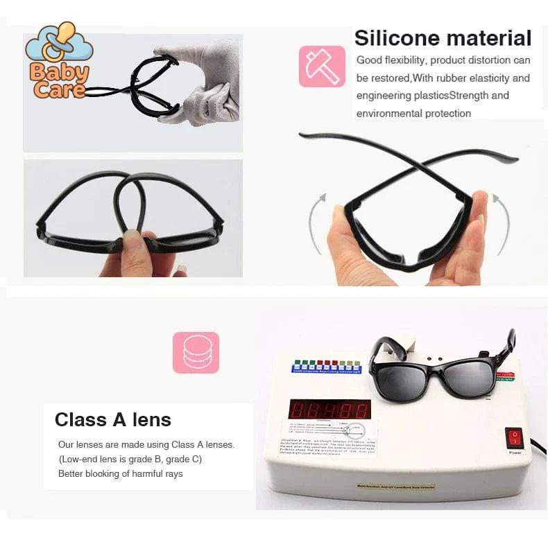 Lunettes de soleil bébé polarisées flexibles avec sangle