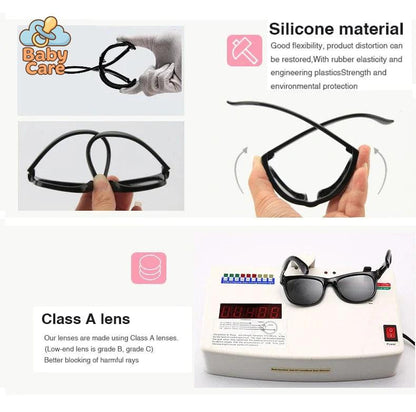 Lunettes de soleil bébé polarisées flexibles avec sangle