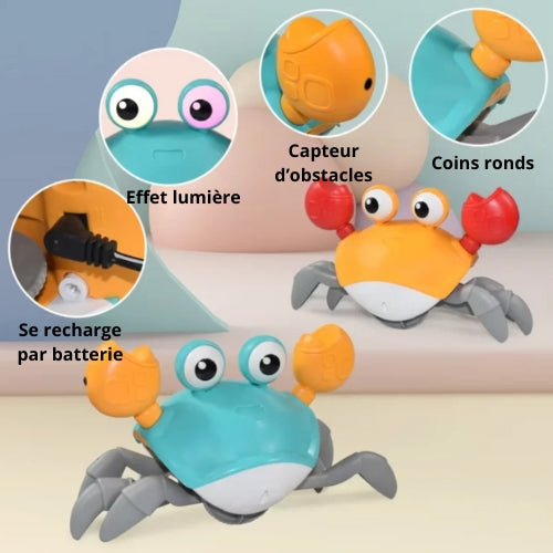 Jouet d’éveil pour bébé crabe rampant avec lumières et musique