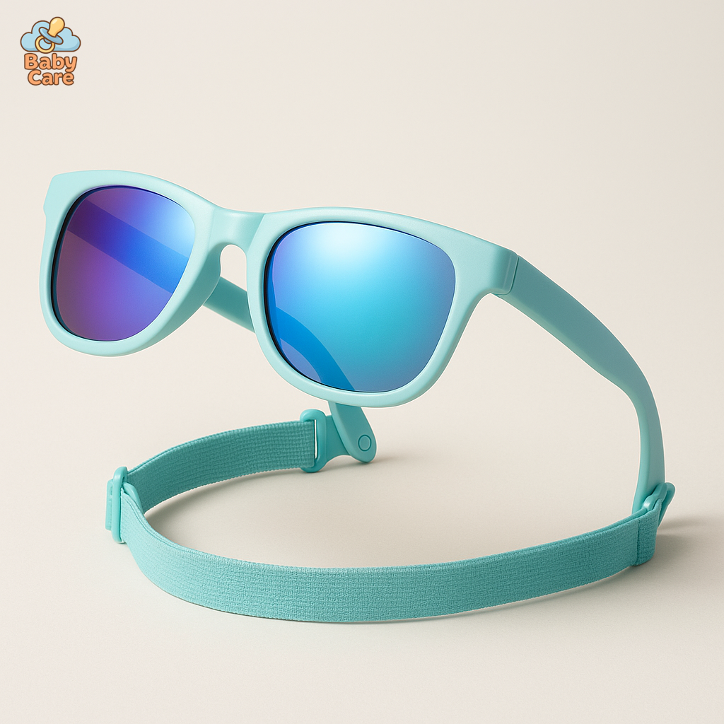 Lunettes de soleil bébé polarisées flexibles avec sangle - vue de face