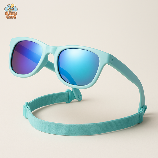 Lunettes de soleil bébé polarisées flexibles avec sangle - vue de face