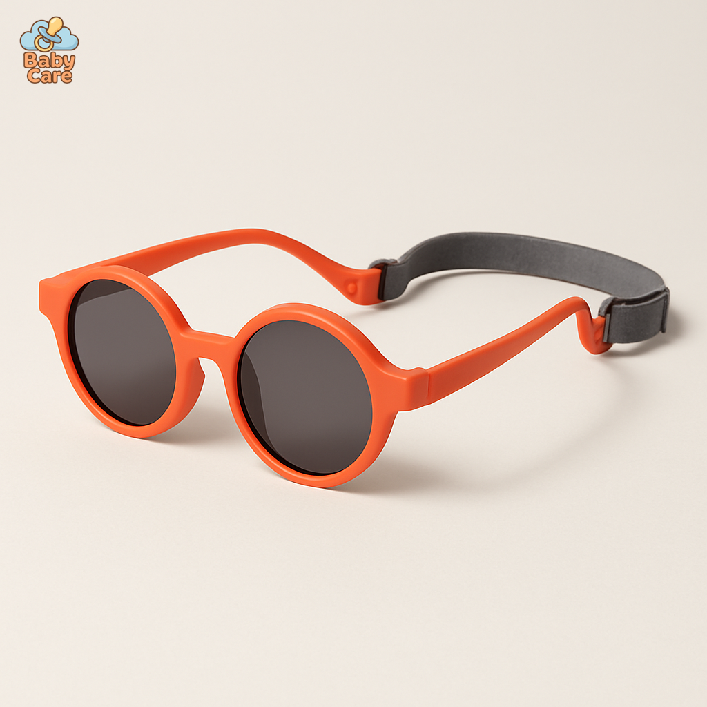 Lunettes de soleil bébé rondes avec sangle - vue de face