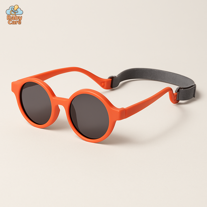 Lunettes de soleil bébé rondes avec sangle - vue de face