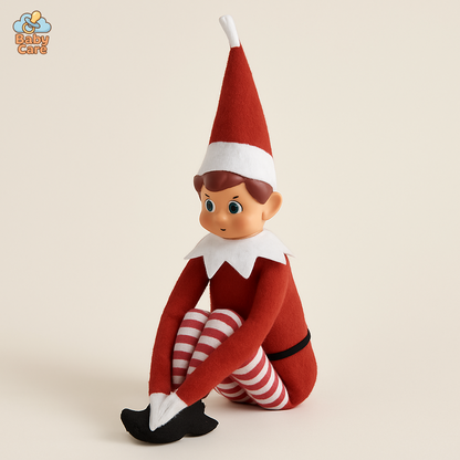 Lutin Farceur de Noël – Garçon Elfie – Peluche Elfe Rouge 40cm - vue de face