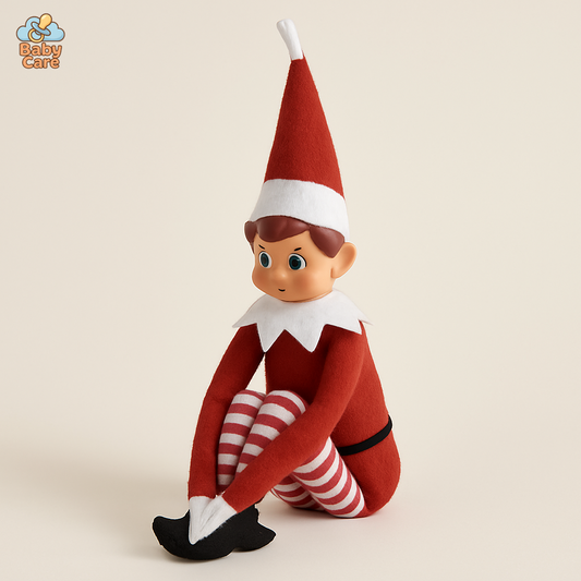 Lutin Farceur de Noël – Garçon Elfie – Peluche Elfe Rouge 40cm - vue de face