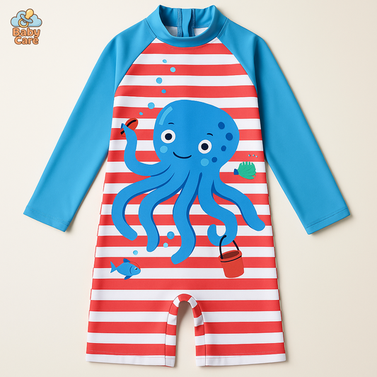Maillot de bain bébé pieuvre protection UV - vue de face