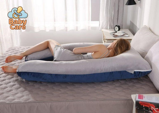 Grand Coussin de Grossesse Bleu-Gris