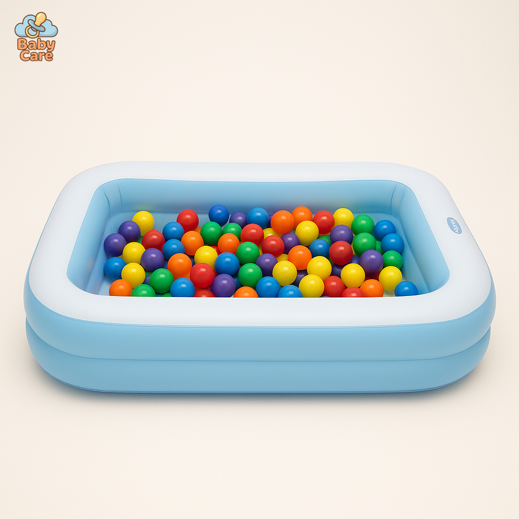 Piscine bébé gonflable rectangle à balles - vue de face