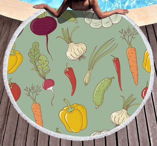 Serviette de plage<br> ronde du potager