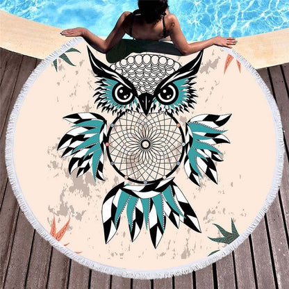 Serviette de plage<br>ronde hibou