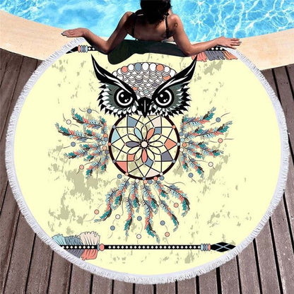 Serviette de plage<br>ronde hibou