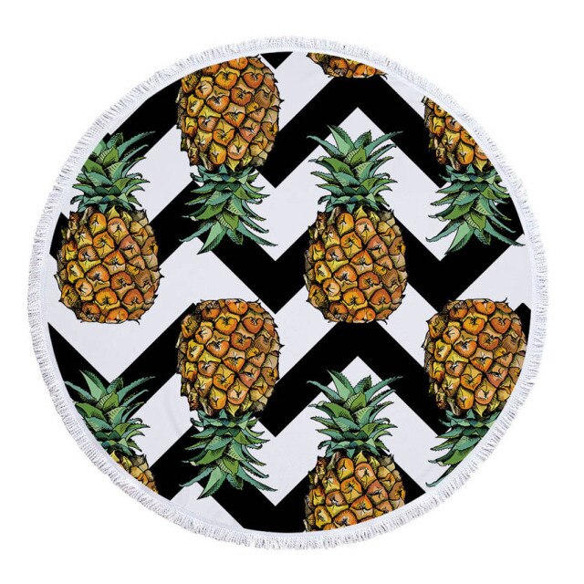 Serviette de plage<br>ronde ananas