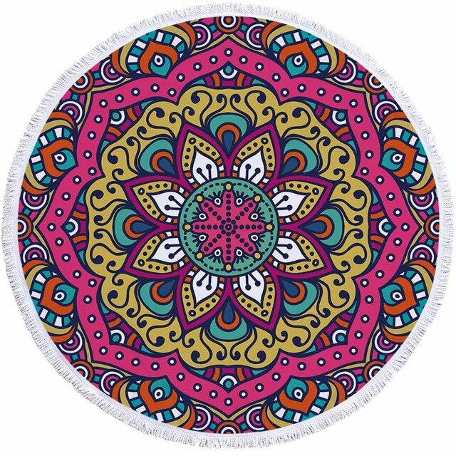 Serviette de plage<br>ronde mandala