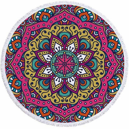 Serviette de plage<br>ronde mandala