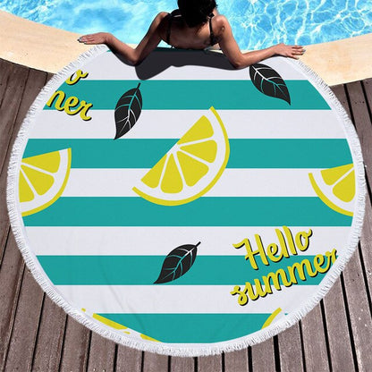 Serviette de plage<br>ronde citron